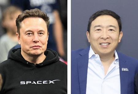 　イーロン・マスク氏、アンドルー・ヤン氏（ともにゲッティ＝共同）