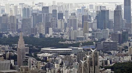 　東京都心の高層ビル群（共同通信社ヘリから）