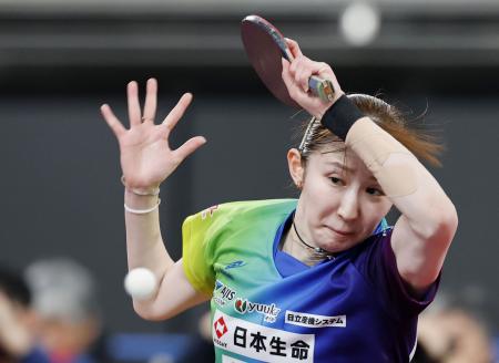 　女子シングルスで準決勝に進んだ早田ひな＝東京体育館