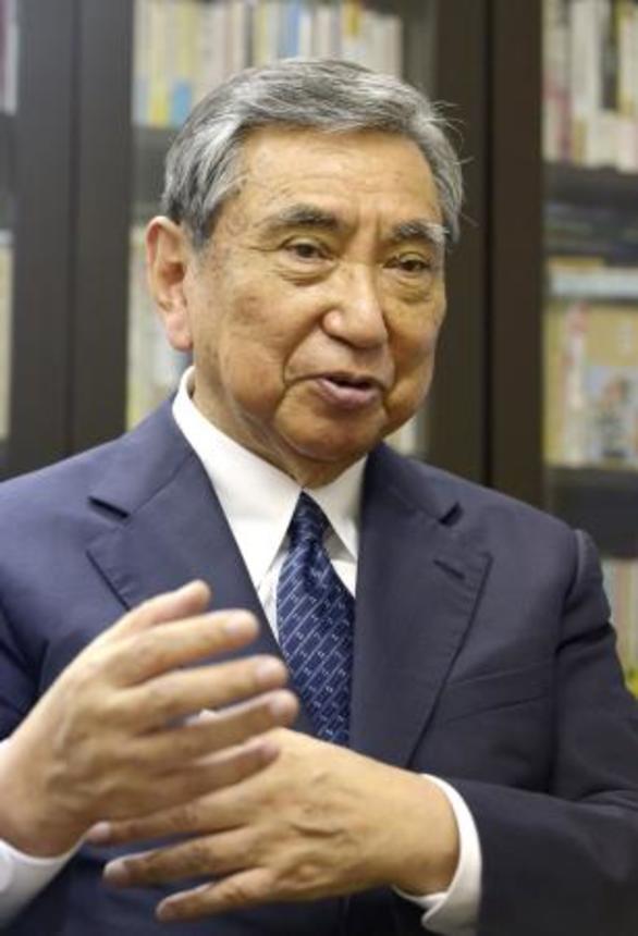 　インタビューに答える河野洋平氏＝２０１６年８月、東京都港区