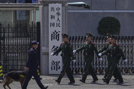 　北京にある中国商務省＝４月、北京（ＡＰ＝共同）