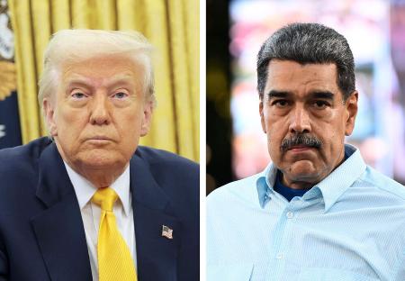　トランプ米大統領、ベネズエラのマドゥロ大統領（ともにゲッティ＝共同）