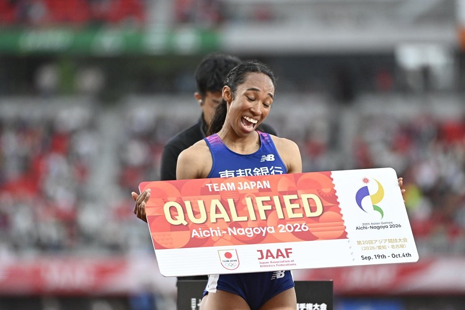 陸上の日本選手権で、前日の女子１００メートルに続き女子２００メートル決勝も制しアジア大会切符を手にする井戸アビゲイル風果＝１４日午後、パロマ瑞穂スタジアム（撮影・堀尚人）