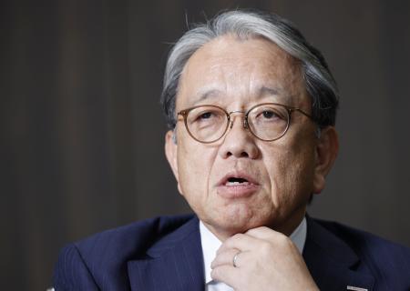 　インタビューに答えるＮＴＴドコモＦＧの広井孝史社長＝２８日、東京都千代田区