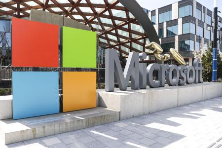 　米マイクロソフトのロゴ（ＡＰ＝共同）