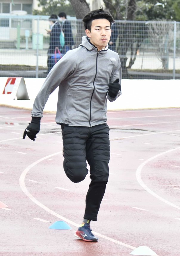 東京パラリンピックの陸上男子４００メートルで代表に内定した石田駆＝２月、大垣市内