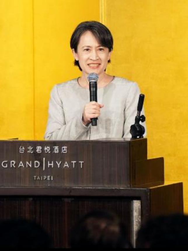 　日本関連の会合であいさつする台湾の蕭美琴副総統＝９日、台北市（共同）