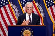 　記者会見するＦＲＢのパウエル議長＝９月１７日、米ワシントン（ロイター＝共同）