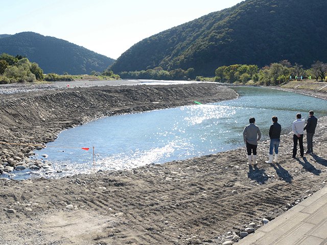 完成した管理釣り場＝本巣市木知原