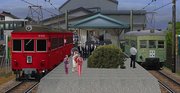 廃線間際を参考に、シミュレーターで再現された谷汲駅