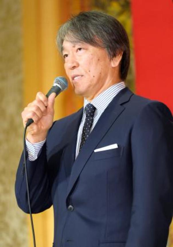 　プロ野球巨人の監督就任が決まり、記者会見する松井秀喜氏＝２３日午後、東京都内のホテル
