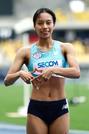 　女子１００メートル障害で３連覇した高橋亜珠＝カンセキスタジアムとちぎ