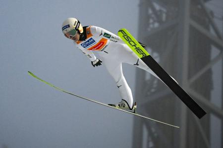 　Ｗ杯ジャンプ女子個人第７戦で今季４勝目を挙げた丸山希の飛躍＝クリンゲンタール（共同）