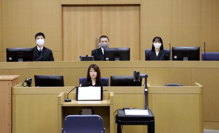 　安倍元首相銃撃事件の論告求刑公判が開かれた奈良地裁の法廷＝１８日午前（代表撮影）