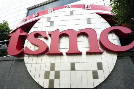 　台湾積体電路製造（ＴＳＭＣ）のロゴマーク＝８月、台湾・新竹（共同）