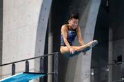 　女子３メートル板飛び込みで優勝した三上紗也可＝インフロニア草津アクアティクスセンター