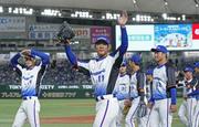 　都市対抗野球の１回戦で勝利したパナソニックナイン＝２０２３年、東京ドーム