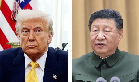 　トランプ米大統領（ロイター＝共同）、中国の習近平国家主席（新華社＝共同）