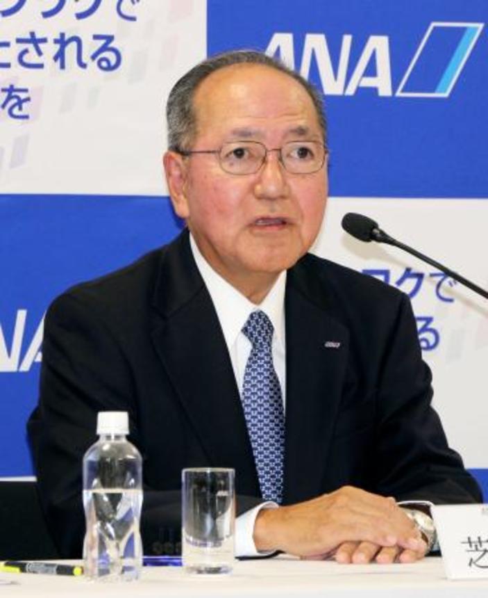 　記者会見するＡＮＡホールディングスの芝田浩二社長＝２９日午後、東京都港区