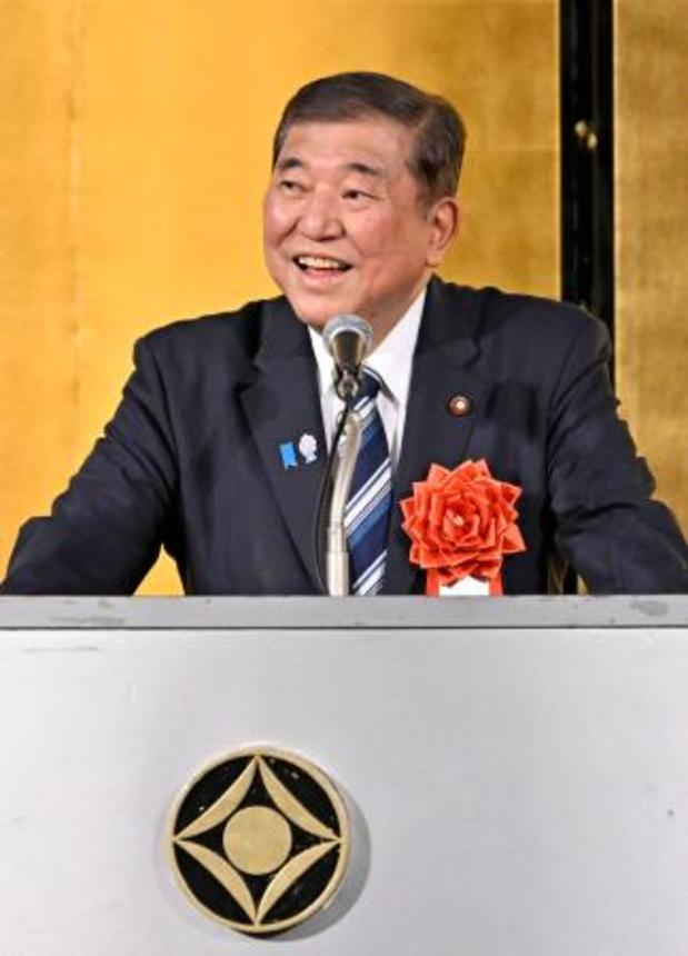 　日本農業新聞全国大会であいさつする石破首相＝８日夜、東京都内のホテル