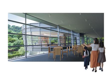　松山市にオープンする「こども本の森　松山」の内観イメージ（安藤忠雄建築研究所提供）
