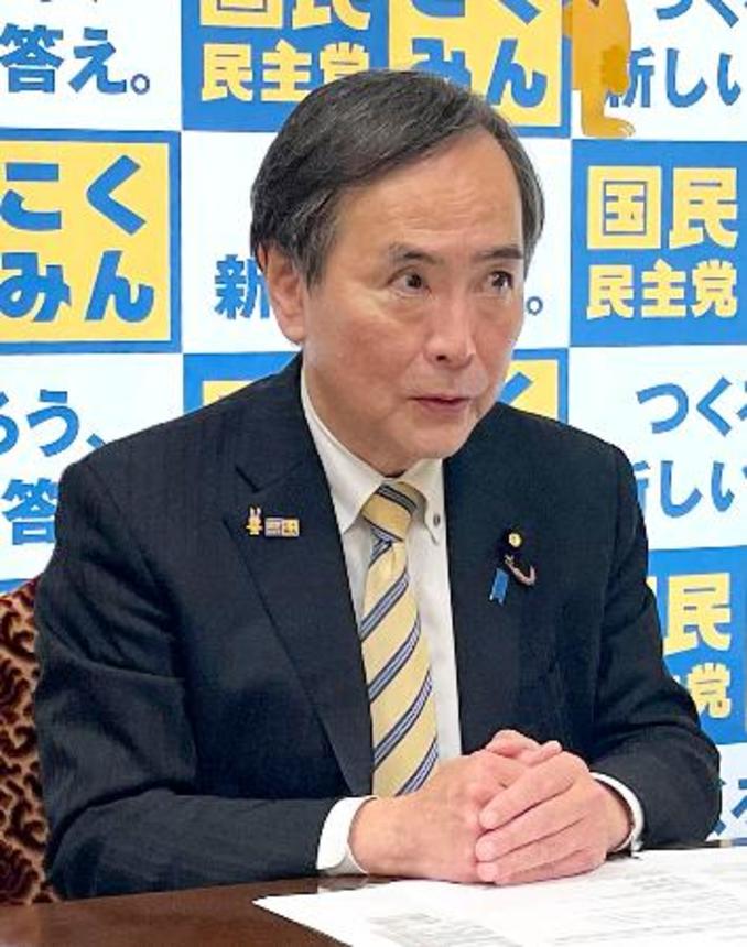 　記者会見する国民民主党の川合参院幹事長＝９日午後、国会