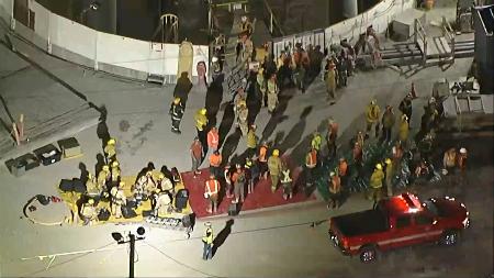 　ロサンゼルスで発生したトンネル崩落事故＝９日（ＡＢＣ７提供・ＡＰ＝共同）