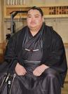 　新十両昇進が決まり、記者会見する旭富士＝３０日、東京都墨田区の伊勢ケ浜部屋
