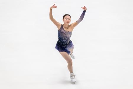 　フィギュアスケートのジュニアＧＰシリーズ・ポーランド大会で演技する金沢純禾＝８日、グダンスク（ＩＳＵ提供・ゲッティ＝共同）