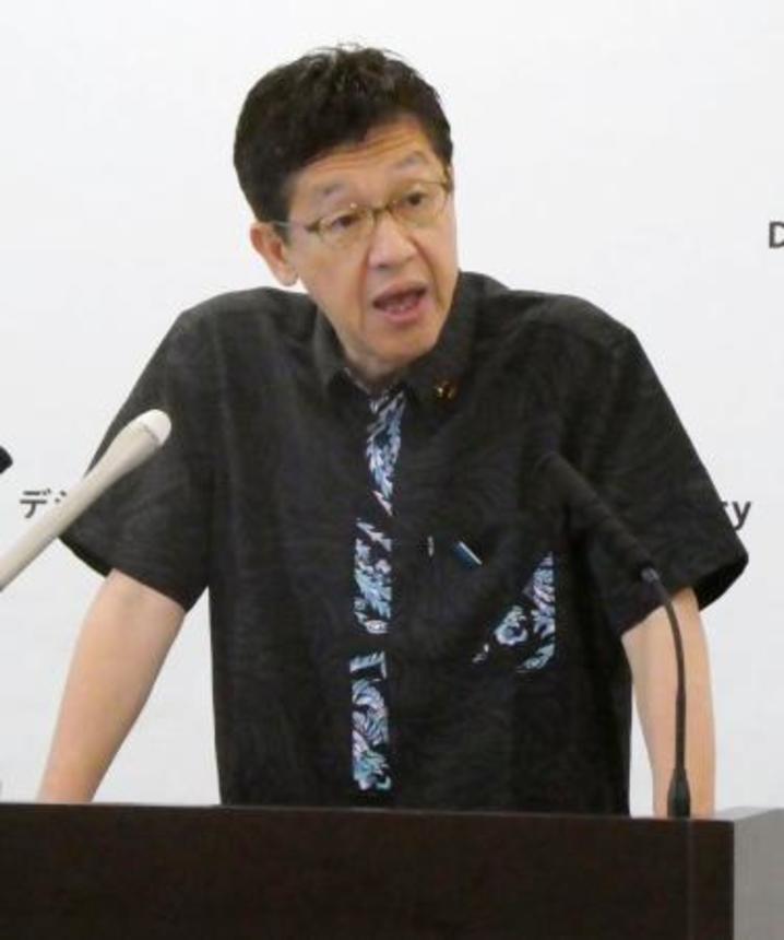 　記者会見する松本デジタル相＝２日午前、デジタル庁