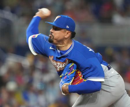 　ニカラグア戦に登板したベネズエラのマチャド＝９日、マイアミ（ＡＰ＝共同）