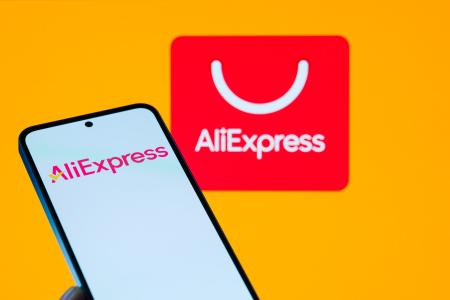 　中国アリババグループの「アリエクスプレス」のロゴ（ゲッティ＝共同）