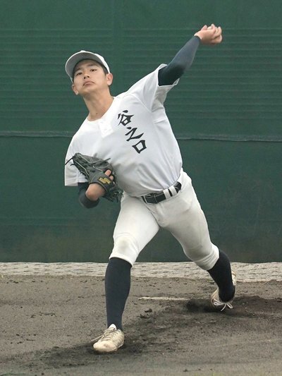 復活を遂げた大垣日大の谷之口＝２月、同校硬式野球部グラウンド