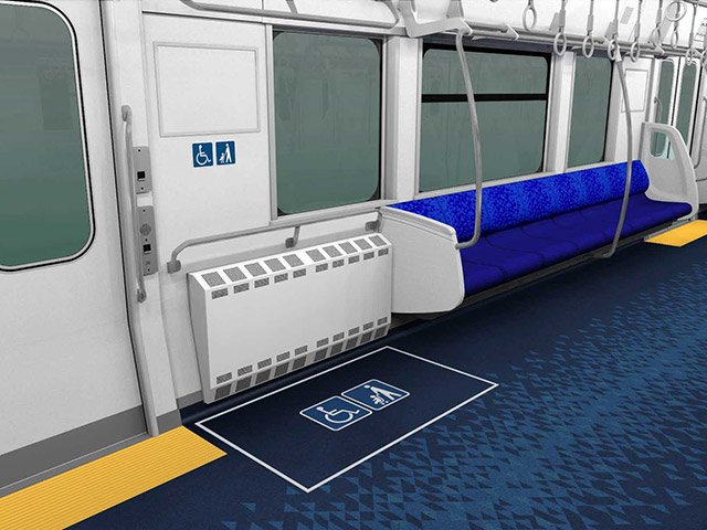 車椅子スペースも床面に記して区分している（ＪＲ東海提供）