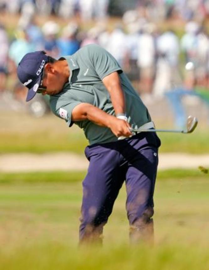 　第３ラウンド、通算３オーバーで１７位に後退した久常涼＝シネコックヒルズＧＣ（共同）