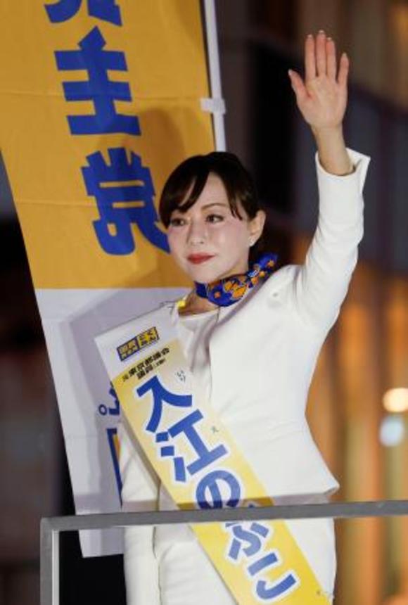 　衆院選で東京７区に国民民主党から立候補した入江伸子容疑者＝１月３１日、東京・渋谷