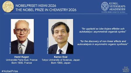　ノーベル化学賞に決まった☆（そ）合憲三氏（右）ら（ノーベル財団のホームページから）