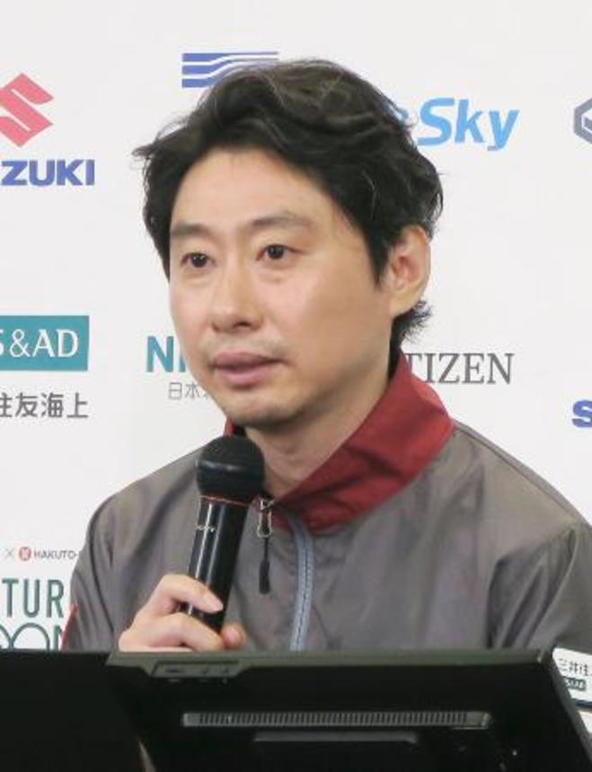 　記者会見するｉｓｐａｃｅの袴田武史ＣＥＯ＝２４日午前、東京都中央区