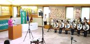 　「ガールズメッセ２０２６」の式典に出席された佳子さま＝１１日午後、東京都渋谷区（代表撮影）