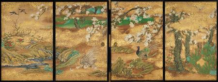 　「春景花鳥図襖」（桃山時代末―江戸時代初め、個人蔵）