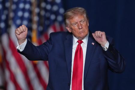 　トランプ米大統領＝７日、テキサス州サンアントニオ（ＡＰ＝共同）
