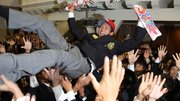 ２０１４年のドラフト会議で広島から１位指名を受けた野間峻祥＝２０１４年１０月、中部学院大関キャンパス