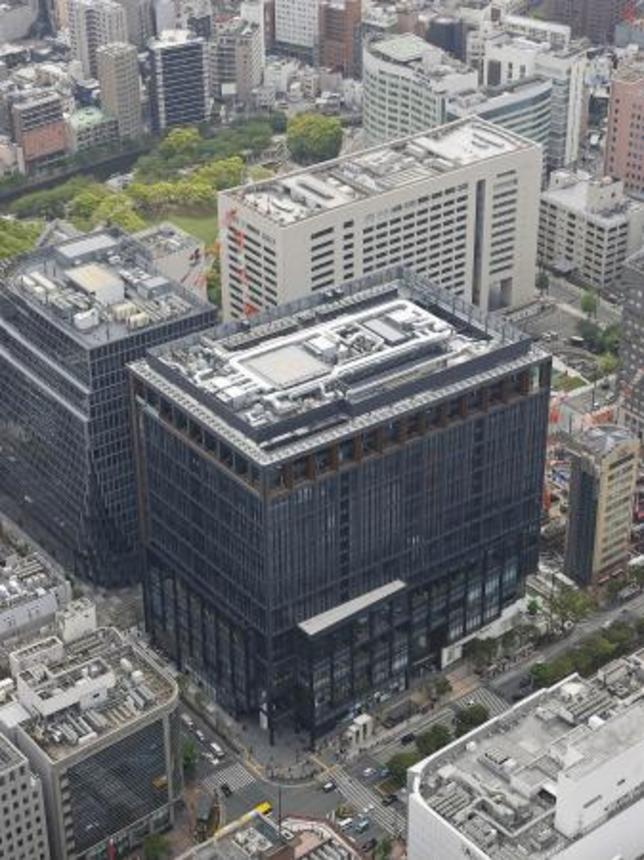 　「ワン・フクオカ・ビルディング」＝２４日午前、福岡市中央区（共同通信社ヘリから）
