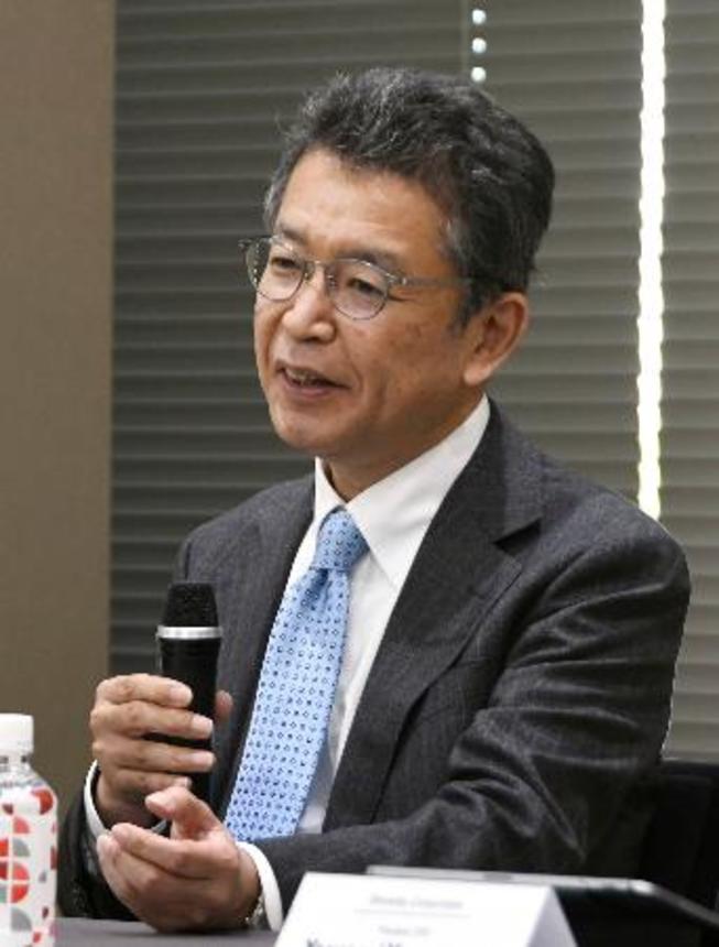 　記者会見する香取秀俊東京大教授＝１２日午後、川崎市