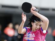 　女子シングルス５回戦で敗れた松島美空＝東京体育館