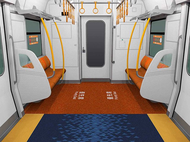 優先席の床面が色分けされた「３１５系」の車内デザイン（ＪＲ東海提供）