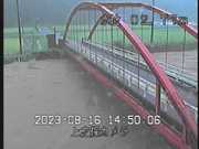 関市上之保の津保川。岐阜県の防災カメラ画像から＝１６日午後２時５０分