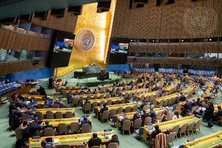 　国連総会の緊急特別会合＝２４日（国連提供）