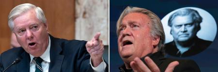 　グラム米上院議員（左、ＡＰ＝共同）とバノン氏（ゲッティ＝共同）