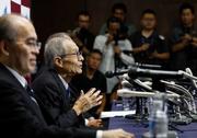 　ノーベル化学賞に決まり、記者会見する☆合憲三（そあい・けんそう）・東京理科大名誉教授＝７日、東京都新宿区